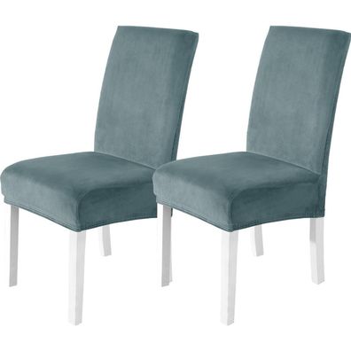 Cycmaco Stuhlhussen Samt 2er Set, Stretch Stuhlbezug für Hochlehner und