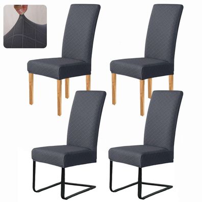 Meision Esszimmerstuhl Sitzbezüge 4er Set, Dunkelgrau - Stretch & Abnehmbar für