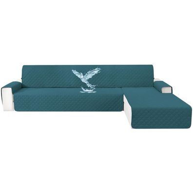 Cycmaco Wasserdichter L-Form Couch Überzug für 4-Sitzer Ecksofas, Dunkelgrün