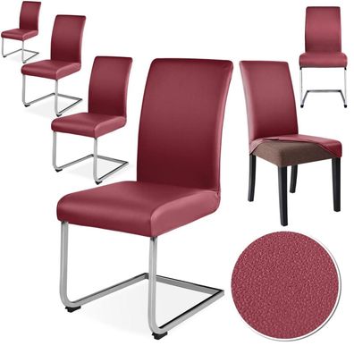 Alishomtll 6er Set Stuhlhussen aus Stretch PU Kunstleder, wasserdicht und
