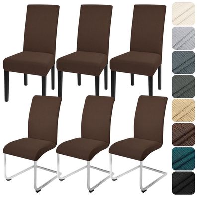 Alishomtll Stuhlhussen 6er Set - Dunkelbraun, Stretch, Universalbezug für