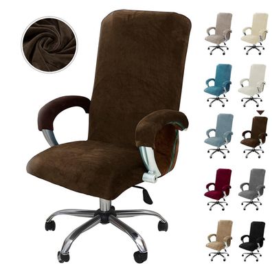 Alishomtll Samt Bürostuhlbezug mit Armlehne, Kaffee, X-Large - Stretch