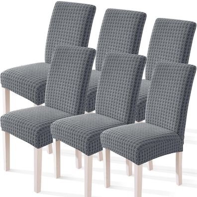 Ystellaa Stretch Stuhlhussen 6er Set, elastisch, abnehmbar, waschbar, hellgrau