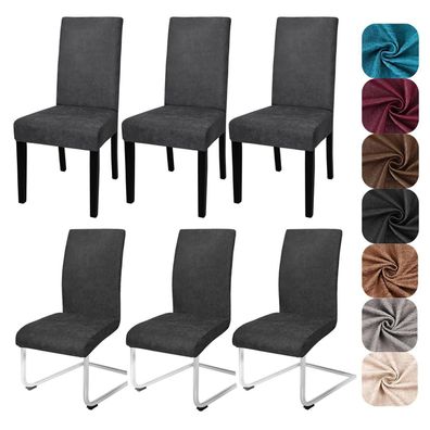 Alishomtll Sämischleder Stuhlhussen 6er Set, Stretch PU Stuhlbezug für