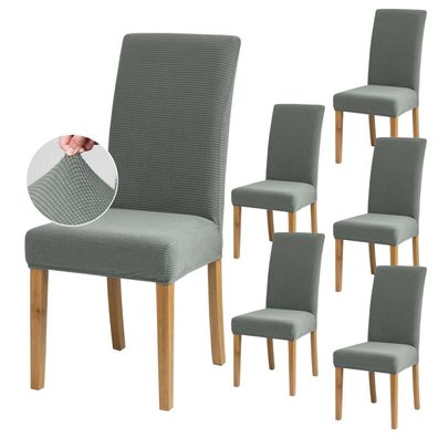 Sukaikeqa Dehnbarer Stuhlbezug im 4/6/8er Set, Jacquard-Design, cyanfarben