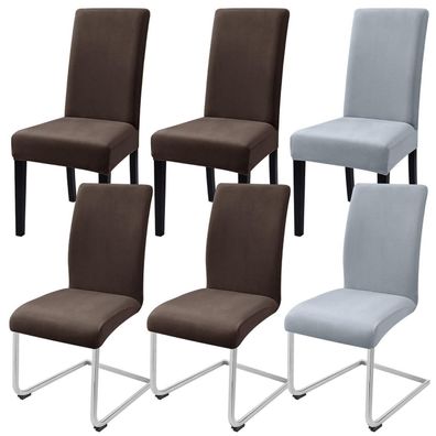 Alishomtll 6er Set Samt Stuhlhussen für Esszimmerstühle, Schwingstühle