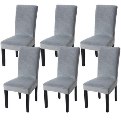Fuloon 6er Set Stuhlhussen aus Samt - Universal Stretch Stuhlbezüge, abnehmbar