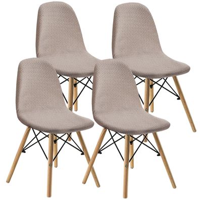 Keluina Elastische Jacquard Stuhlbezüge, 4er-Set, Sandfarben, Universell