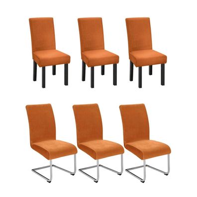 6er Set Stuhlhussen für Schwingstuhl, Stretch Samt-Stuhlbezug, Elastisch