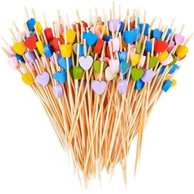 Spldsun 100 Stk. Cocktail Sticks Holz Spieße Fingerfood Partypicker 12 cm Bunte