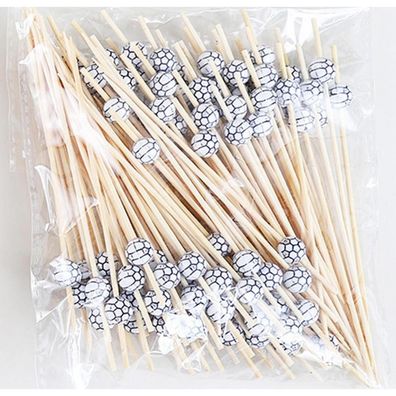 AILEXI Cocktail-Sticks 100er Set aus Holz, 12 cm, Fußball-Design, ideal für