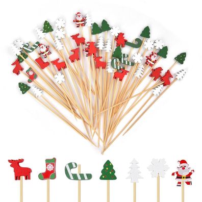 Vitever 100er Set Weihnachts-Cocktailspieße, 11,9 cm lange Deko-Spieße für