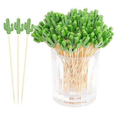 100er Set Cocktailspieße mit Kakteen-Design, 12 cm, für Partys und Fingerfood