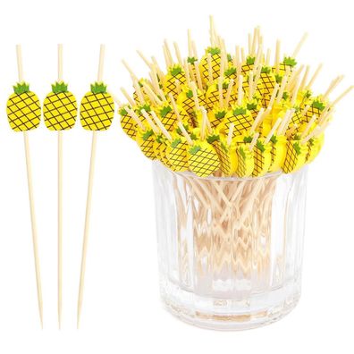 100er Set Cocktailspieße aus Bambus mit Jackfrucht-Dekoration, 12cm lang, ideal
