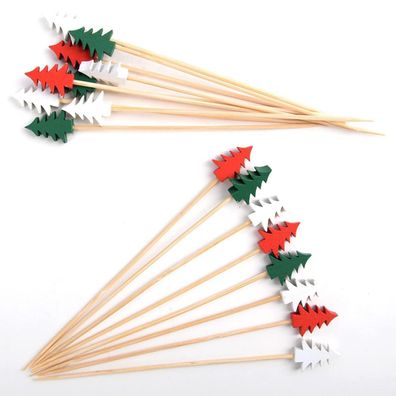 AWCIGG Weihnachtsbaum Cocktailspieße, 100 Stück Holzspieße für Fingerfood