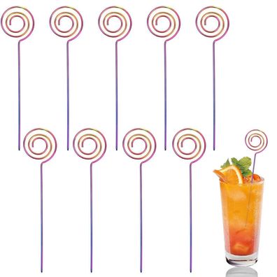 Yicelerate Edelstahl Cocktailspieße, 9 Stück Kreis, Fingerfood Spieße für