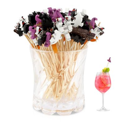 Halloween Cocktailspieße, 100 Stück Kürbis Gruselige Spieße für Party-Snacks