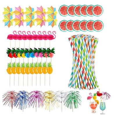Yajesy Cocktail Deko Set, 110 Teile Partyzubehör mit Schirmchen, Strohhalmen