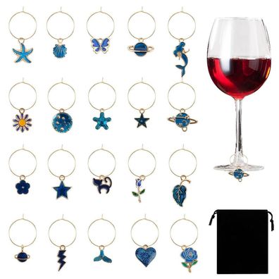 20 Stück Weinglas Charms Ringe, Anhänger für Glas Identifikation, Bachelorette