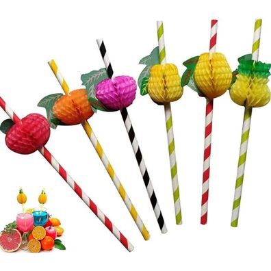 YSTrillion Cocktail Strohhalme, 50 Stück 3D Obst-Design Papier, für Partys