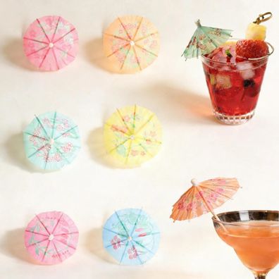 100 Stück Cocktail Schirmchen aus Holz, 10 cm Cocktail Deko, Eisschirmchen für