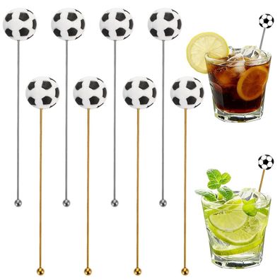 POPOYU 8 Stück Wiederverwendbare Fußball-Kaffeerührer aus Edelstahl für Kaffee