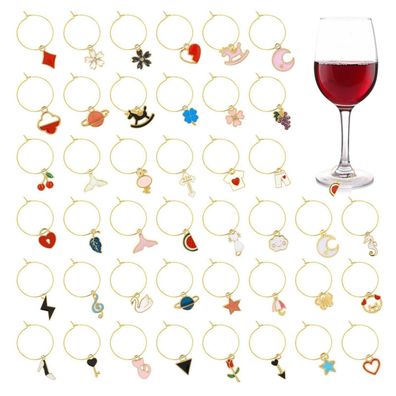 OOTSR 40er Set Weinglas Anhänger Charms - Getränkemarkierer mit Schnallendesign