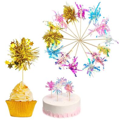 Bsitsss 70 Stück Cocktail Feuerwerk Sticks, 7 Farben Cake Pop Stiele, Bunte