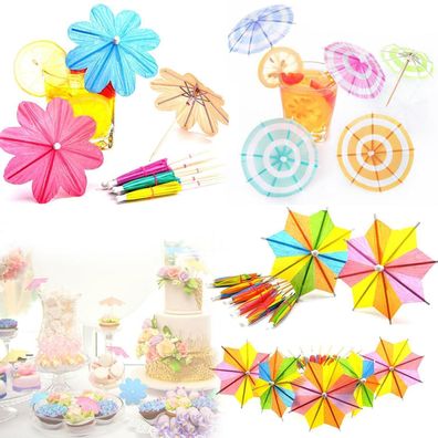 Bsitsss Cocktail Deko, 90 Stück Bunte Papierschirmchen für Sommer Party
