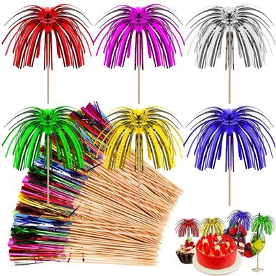 ASTER 100 Stück Cocktailspieße 15cm Bunt Feuerwerk Regenschirme Dekoration für