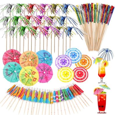 140 Stück Cocktail Deko Set: 40 Schirmchen & 100 Feuerwerk Sticks für Partys
