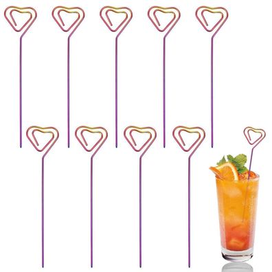 Yicelerate Cocktailspieße Edelstahl 9 Stück Herzform, Fingerfood Spieße für
