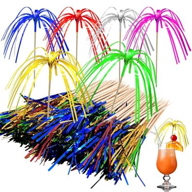160 Stück Cocktail Deko Feuerwerk Spieße, bunte Glitzer Sticks für Geburtstag