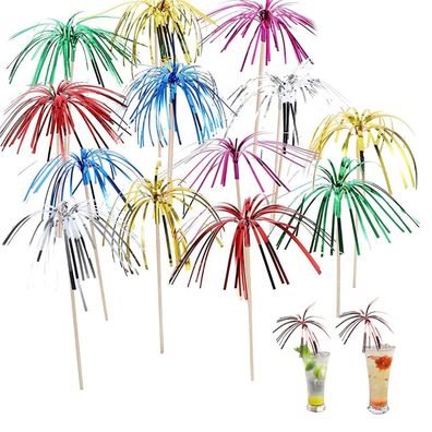 200 Stück Cocktailspieße Feuerwerk Sticks, Bunte Fruchtzahnstocher für Cocktail