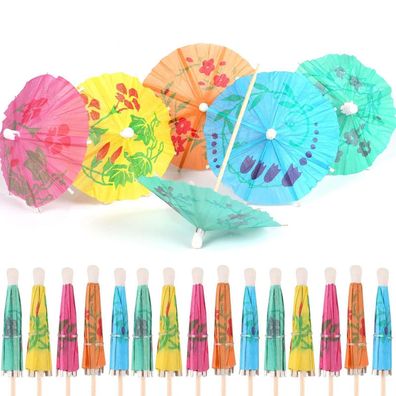 60 Stück bunte Cocktail-Schirmchen aus Papier, wiederverwendbar, für Bar Deko