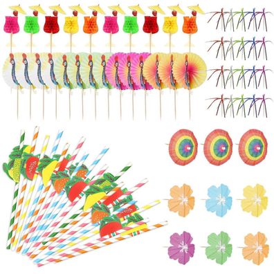 Eokeey 120 Stück Bunte Cocktail Schirmchen aus Papier, Wiederverwendbar für Bar