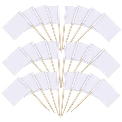 300x Weiße Beschriftungsfähnchen für Zahnstocher - Dekorative Obst-Sticks für