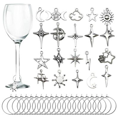 Cnymany 20 Stück Weinglas Anhänger Charms für Wein Cocktail Champagner