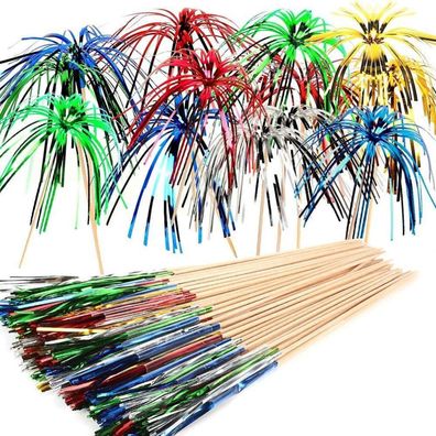 ALINK 100 Stück Cocktailspieße Feuerwerk Sticks, Bunte Frucht Zahnstocher für