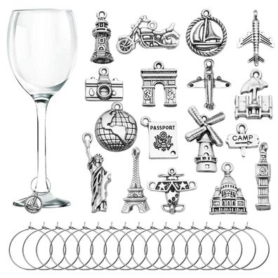 Cnymany 17 Stück Weinglas Anhänger Charms für Wein Cocktail Champagner