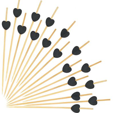 Catelves Herz Cocktailspieße, 100 Stück Holzspieße für Fingerfood, Obst und