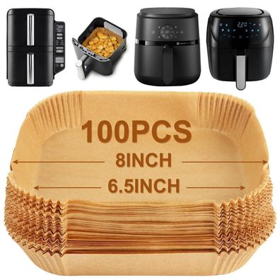 Bykitchen Airfryer Backpapier Einlagen (100 Stück), 16.5-20cm, für Philips