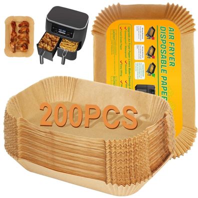 Bykitchen 200 Stücke Backpapier für Heißluftfritteuse Ninja Dual Zone