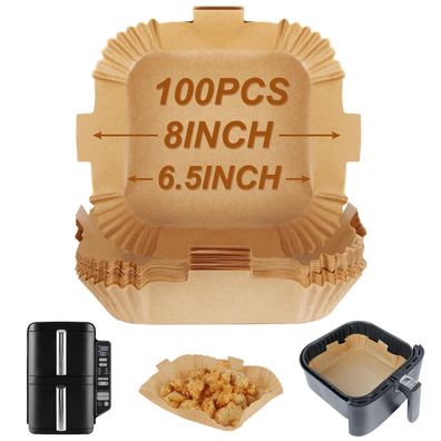Bykitchen 100 Stück Air Fryer Backpapier, Hitzebeständig bis 232°C, für