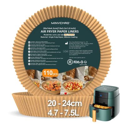 110 Stück Airfryer Backpapier für Heißluftfritteusen 20-24cm, 4.7-7.5L, rund