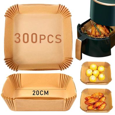 Fuwnvuwn 300 Stück Backpapier für Heißluftfritteuse 4,5L-8L, 20-24cm Airfryer