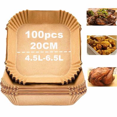 AuFiiy Backpapier für Heißluftfritteuse, 100 Stück 20cm Airfryer Papier