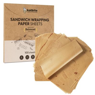 Katbite 100 Stk. 30.5x30.5cm Lebensmittel-Einwickelpapier, fettdicht
