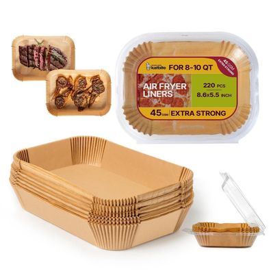 Katbite 220 Stück Backpapier für Heißluftfritteuse mit Doppelkammer, 20.5x14cm