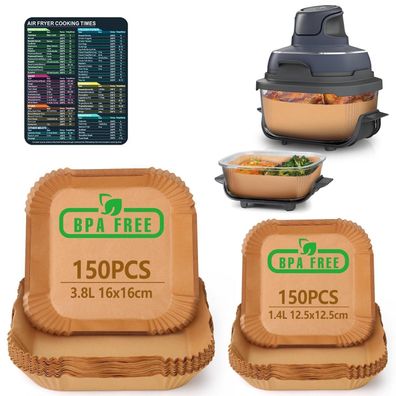 300 Stück Backpapier für Ninja CRISPi Heißluftfritteuse 3,8L/1,4L - Zubehör für